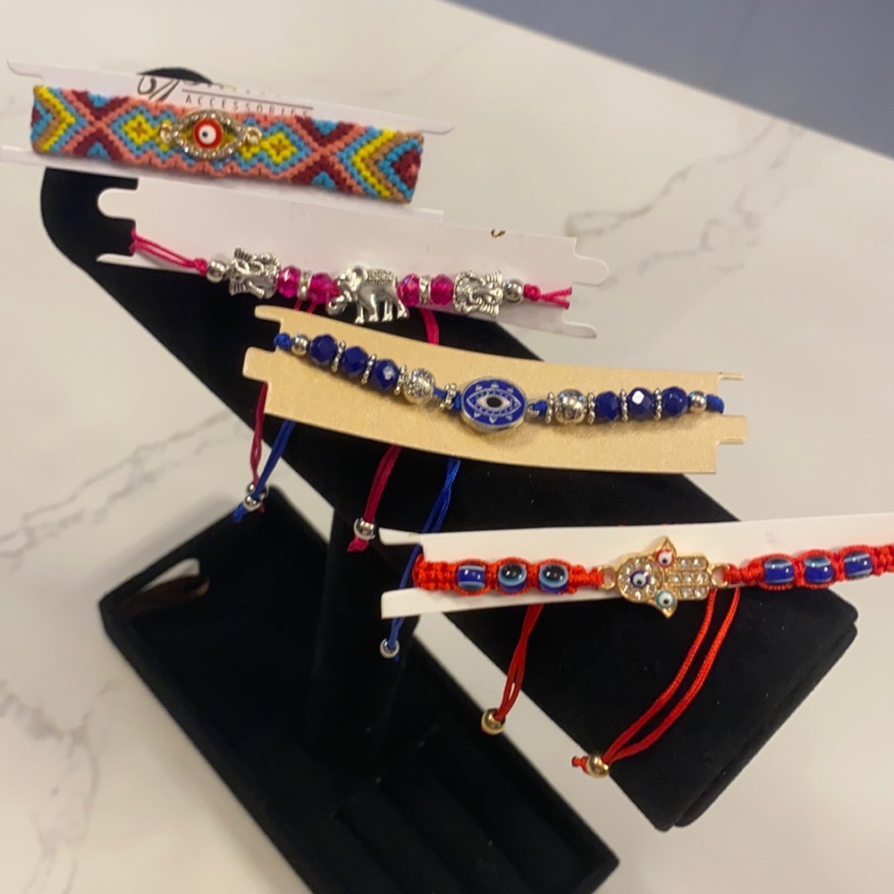 Hamsa evil eye  elephant bracelets set if 4